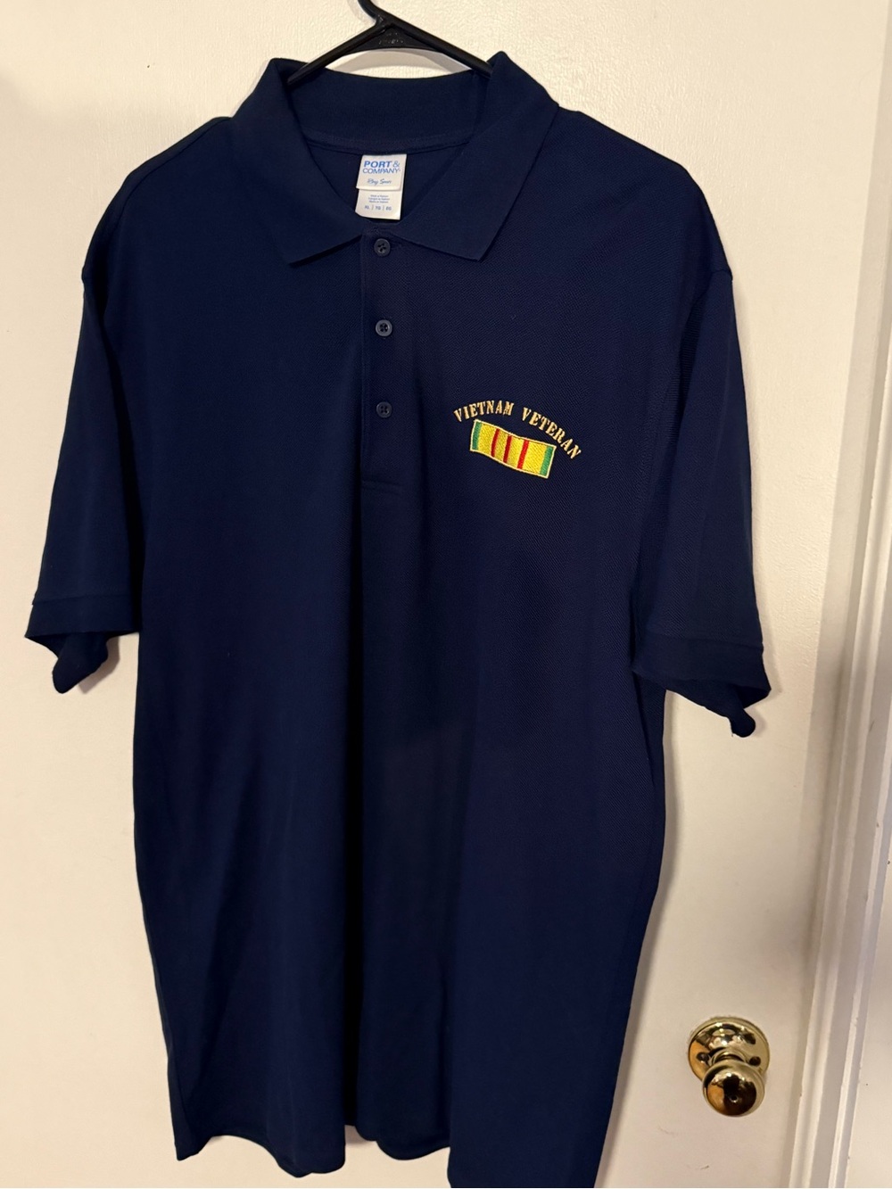 Navy Blue Vietnam Veteran Short Sleeve Polo